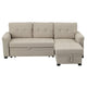 Elliot 84 Inch Sleeper Sectional Sofa, Storage Chaise, Light Gray Linen
