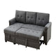 Elliot 84 Inch Sleeper Sectional Sofa with Storage Chaise Dark Gray Linen BM287857
