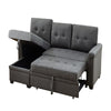 Elliot 84 Inch Sleeper Sectional Sofa with Storage Chaise Dark Gray Linen BM287857