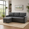 Elliot 84 Inch Sleeper Sectional Sofa with Storage Chaise, Dark Gray Linen
