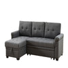 Elliot 84 Inch Sleeper Sectional Sofa with Storage Chaise, Dark Gray Linen