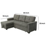 Elliot 84 Inch Sleeper Sectional Sofa with Storage Chaise Soft Gray Fabric By Casagear Home BM287859