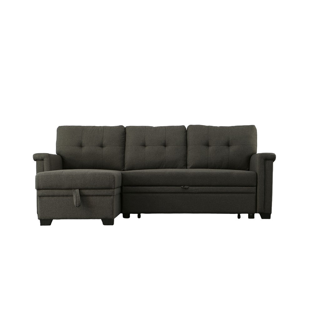 Ruben 84 Inch Reversible Sleeper Sectional Sofa Storage Chaise Dark Gray By Casagear Home BM287922