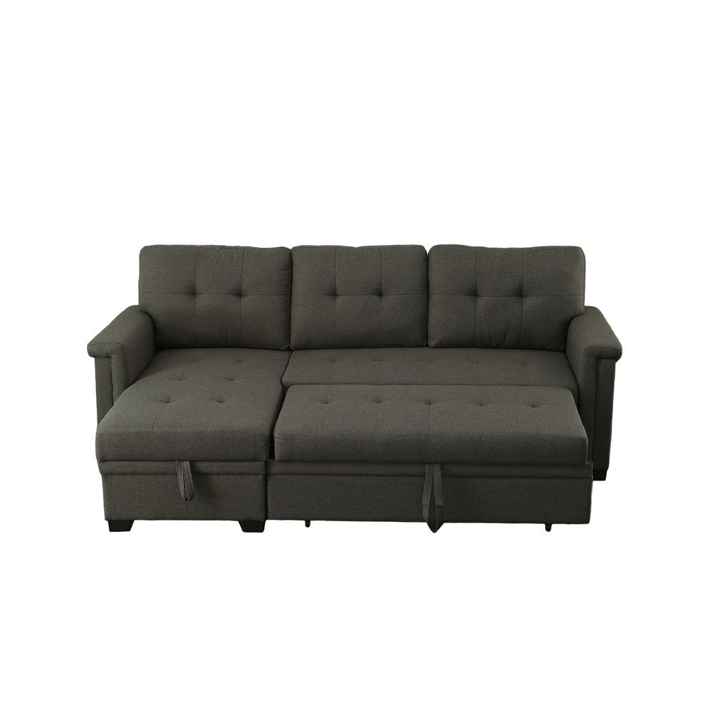 Ruben 84 Inch Reversible Sleeper Sectional Sofa Storage Chaise Dark Gray By Casagear Home BM287922