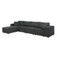 Kode 132 Inch Modular Sofa with Reversible Chaise and Pillows Dark Gray By Casagear Home BM287932