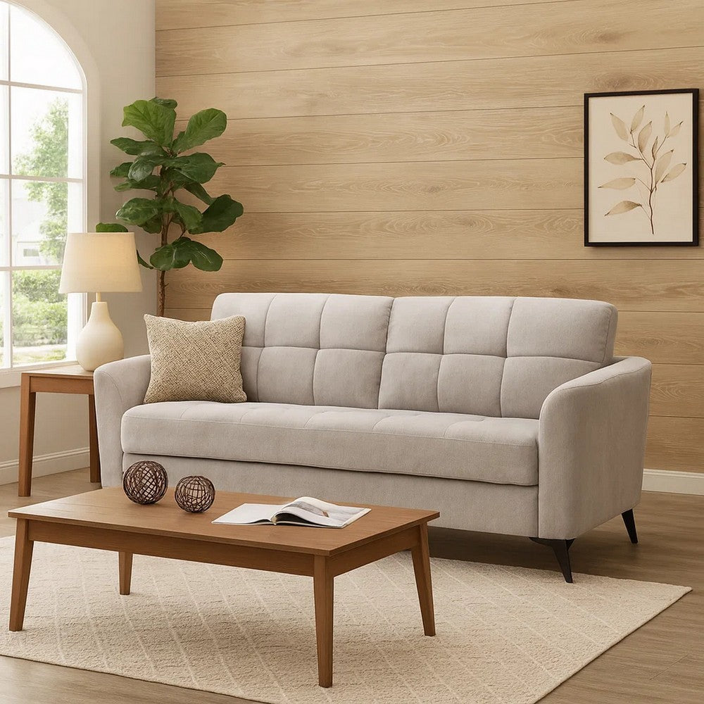 Odin Sofa | 79" | Tufted Cushions | Light Gray Linen