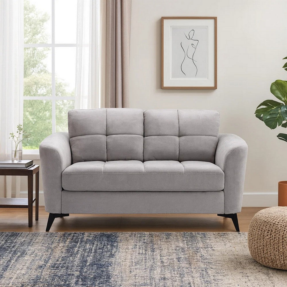 Odin Loveseat | 60" | Tufted Cushions | Light Gray Velvet
