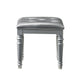 Kya Vanity Stool | Tufted Faux Leather Seat | 20’’ | Glam Silver BM287974