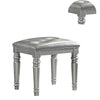 Kya Vanity Stool | Tufted Faux Leather Seat | 20’’ | Glam Silver BM287974
