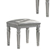 Kya Vanity Stool | Tufted Faux Leather Seat | 20’’ | Glam Silver BM287974