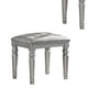 Kya Vanity Stool | Tufted Faux Leather Seat | 20’’ | Glam Silver BM287974