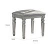 Kya Vanity Stool | Tufted Faux Leather Seat | 20’’ | Glam Silver BM287974