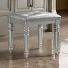 Kya Vanity Stool | Tufted Faux Leather Seat | 20" | Glam Silver