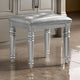Kya Vanity Stool | Tufted Faux Leather Seat | 20" | Glam Silver