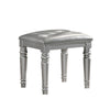 Kya Vanity Stool | Tufted Faux Leather Seat | 20’’ | Glam Silver BM287974