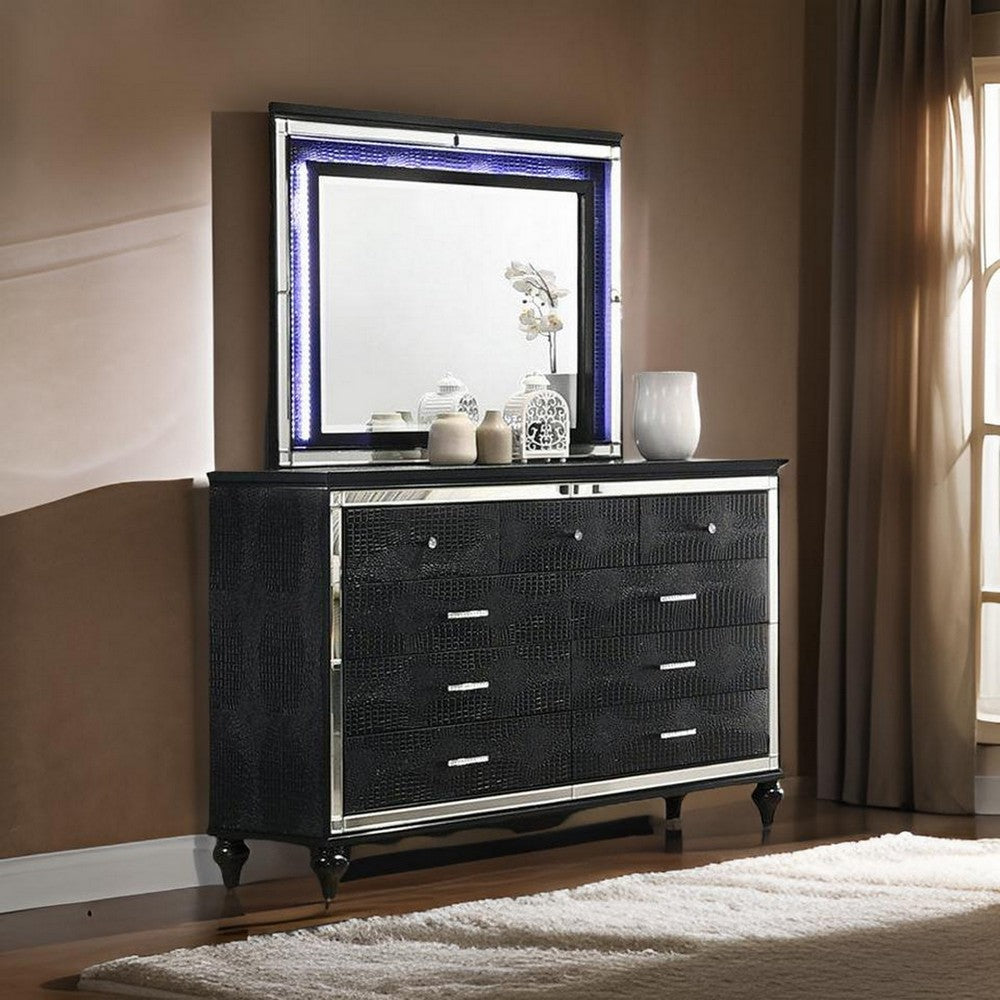 Kya Vanity Mirror | 38 x 50 | LED Lighting | Glam Black