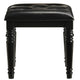 Kya Vanity Stool | 20’’ | Tufted Black Faux Leather | Turned Legs BM287977