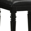 Kya Vanity Stool | 20’’ | Tufted Black Faux Leather | Turned Legs BM287977