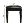 Kya Vanity Stool | 20’’ | Tufted Black Faux Leather | Turned Legs BM287977