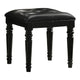 Kya Vanity Stool | 20’’ | Tufted Black Faux Leather | Turned Legs BM287977