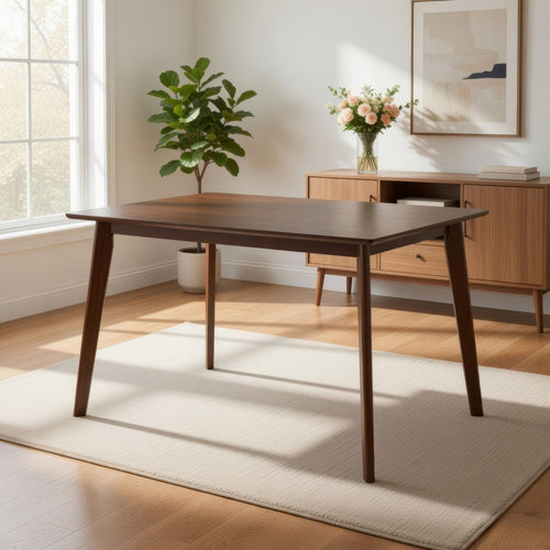 Bev Dining Table | 47" | Sleek Frame | Dark Walnut Rubberwood