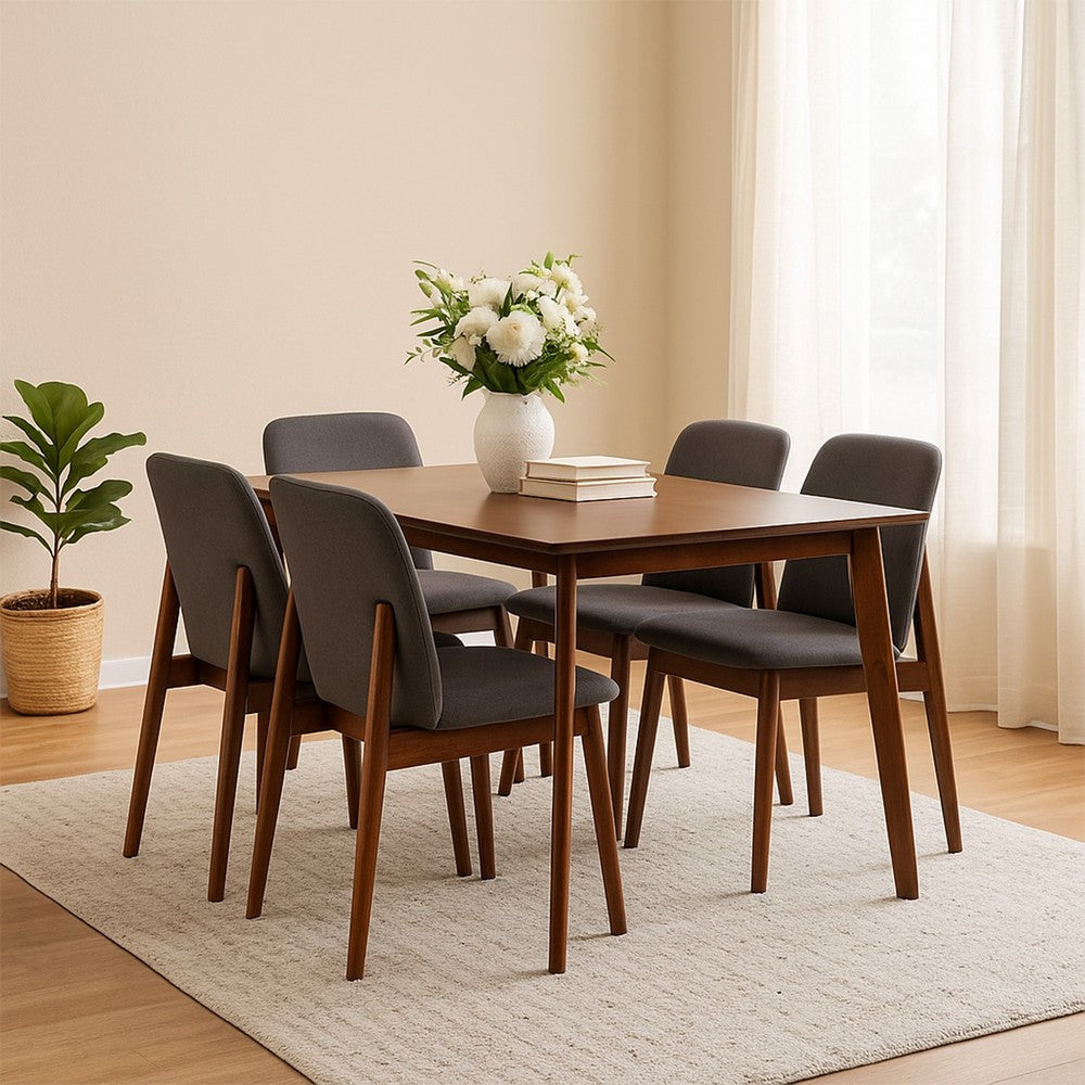 Bev Dining Table | 47" | Sleek Frame | Dark Walnut Rubberwood