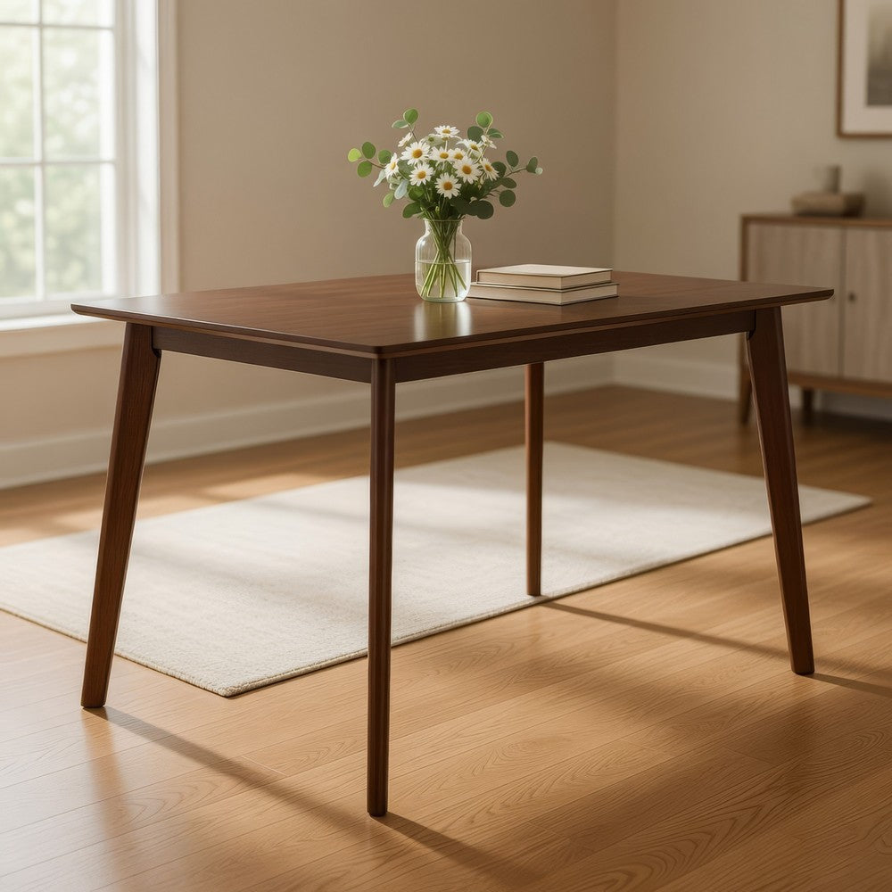Bev Dining Table | 47" | Sleek Frame | Dark Walnut Rubberwood