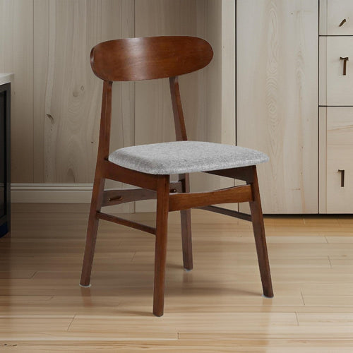 Bev Dining Chair Set of 2 | 20" | Gray Cushions | Dark Brown