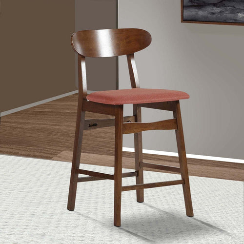 Bev Counter Stool Set of 2 | 24" | Orange Cushions | Dark Brown