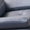 Reni 44 Inch Sofa Chair Channel Tufted Navy Blue Soft Leather Upholstery By Casagear Home BM288017