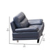 Reni 44 Inch Sofa Chair Channel Tufted Navy Blue Soft Leather Upholstery By Casagear Home BM288017