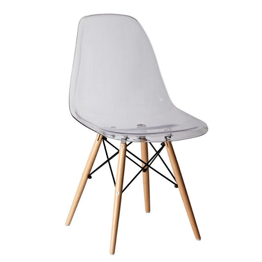 Louie 21 Inch Modern Side Chair, Wood Finished Legs, Translucent Seating By Casagear Home