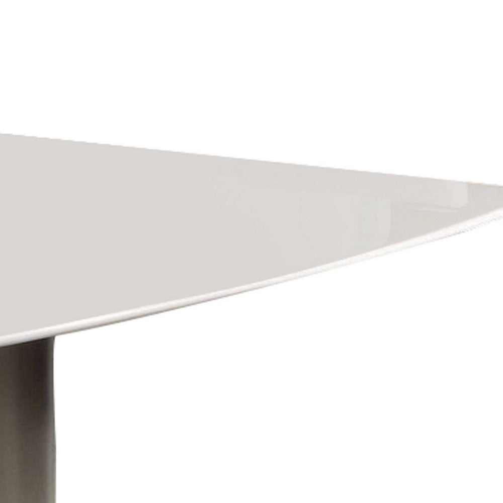 Aldo 63 Inch Modern Dining Table with White Marble Top and Steel Base By Casagear Home BM288132