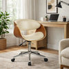Joan Office Chair | 23" | Swivel | Beige Faux Leather | Brown Frame