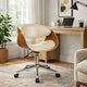 Joan Office Chair | 23" | Swivel | Beige Faux Leather | Brown Frame