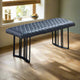 Ela Dining Bench | 47" | Dark Gray Vegan Leather | Metal Frame