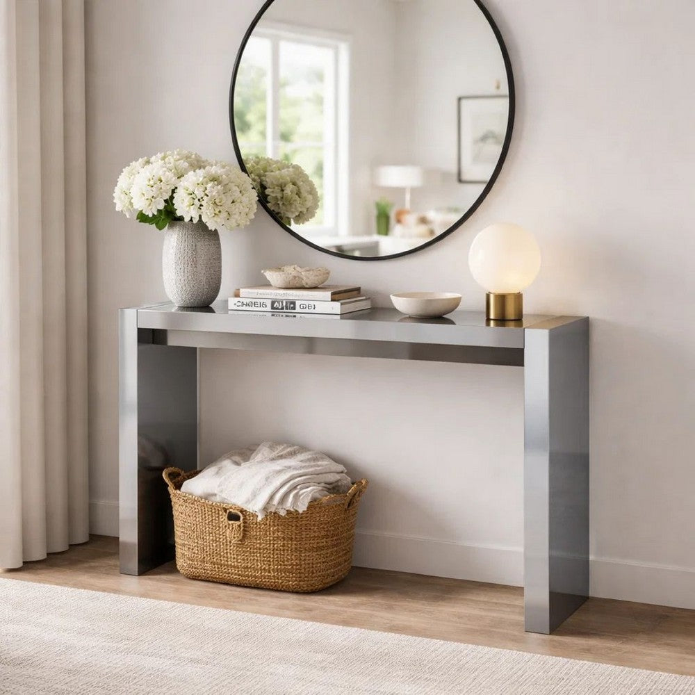 Joey Bar Table | 60" | Lacquered Gray | Composite Wood