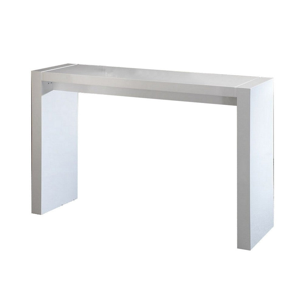 Joey 60 Inch Modern Bar Table, Lacquered White Finish, Composite Wood Frame By Casagear Home