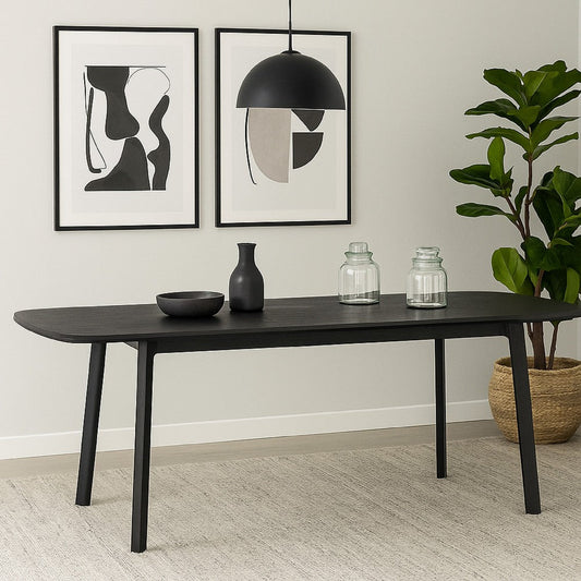 Dene Dining Table | 79–98" | Extendable | Black Brushed Oak