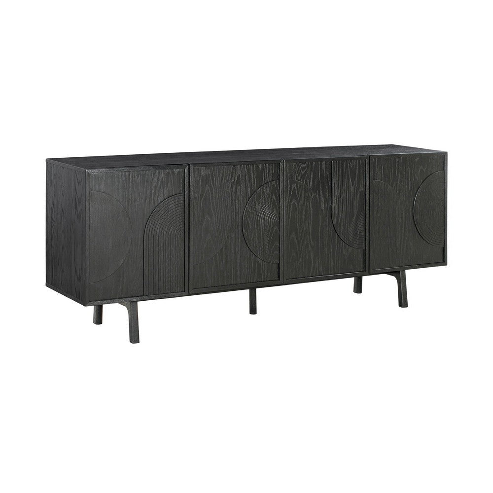 Dene 79 Inch Serving Cabinet Buffet Sideboard Console with 4 Doors, Black
