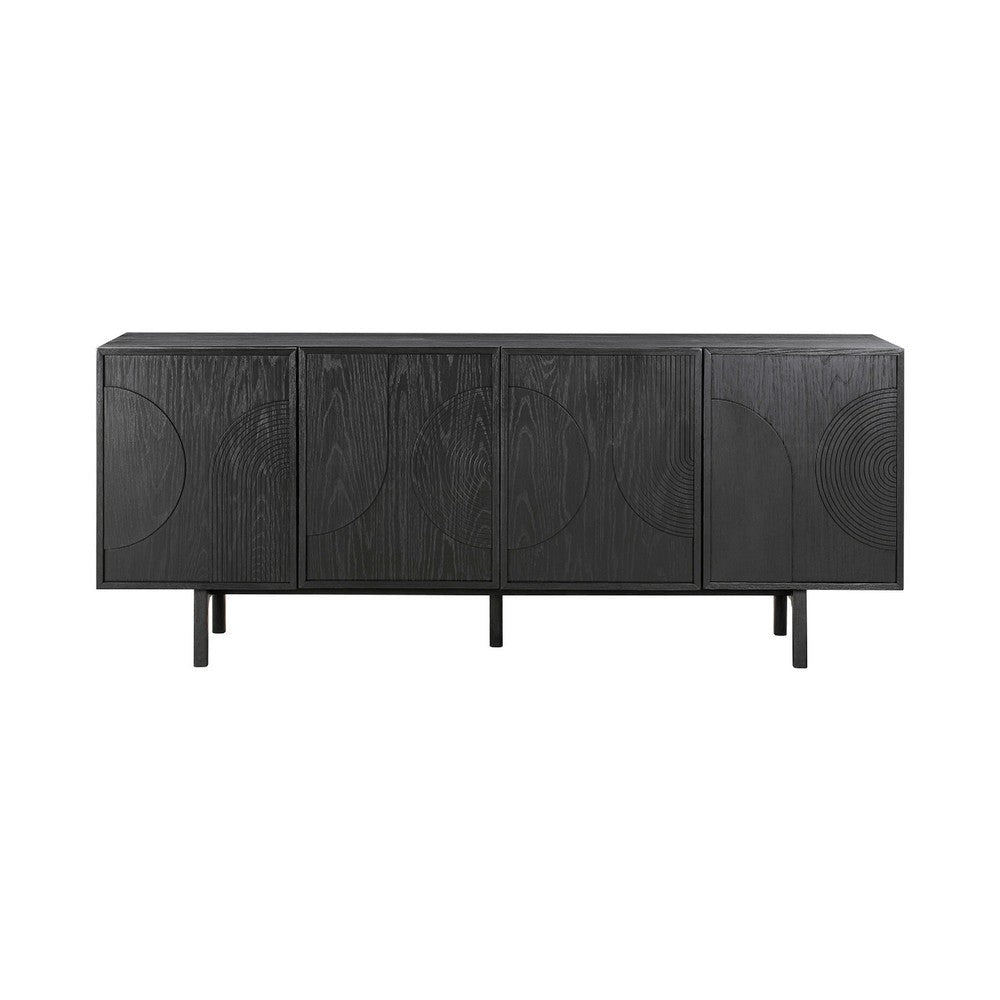 Dene 79 Inch Serving Cabinet Buffet Sideboard Console with 4 Doors Black BM293106