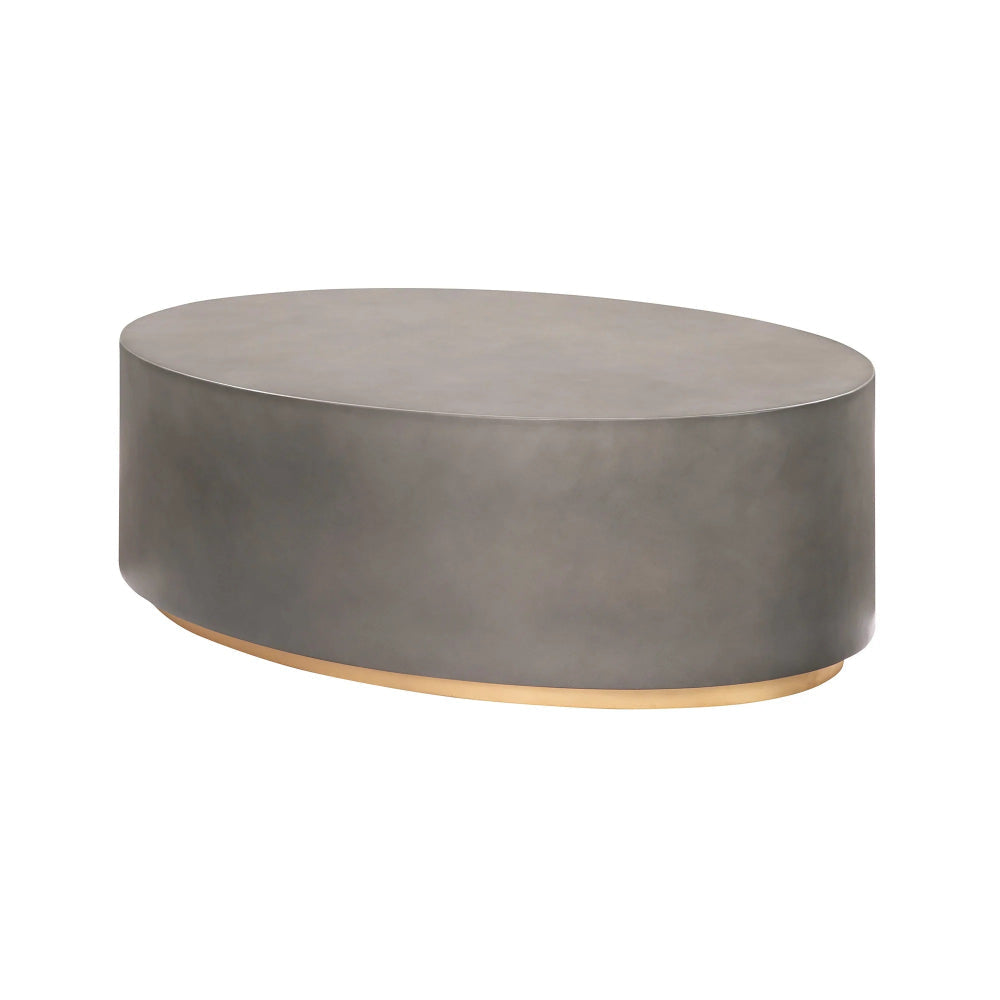 51 Inch Modern Oval Coffee Table with Concrete Top and Metal Base Gray By Casagear Home BM293107