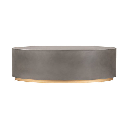 51 Inch Modern Oval Coffee Table with Concrete Top and Metal Base, Gray By Casagear Home