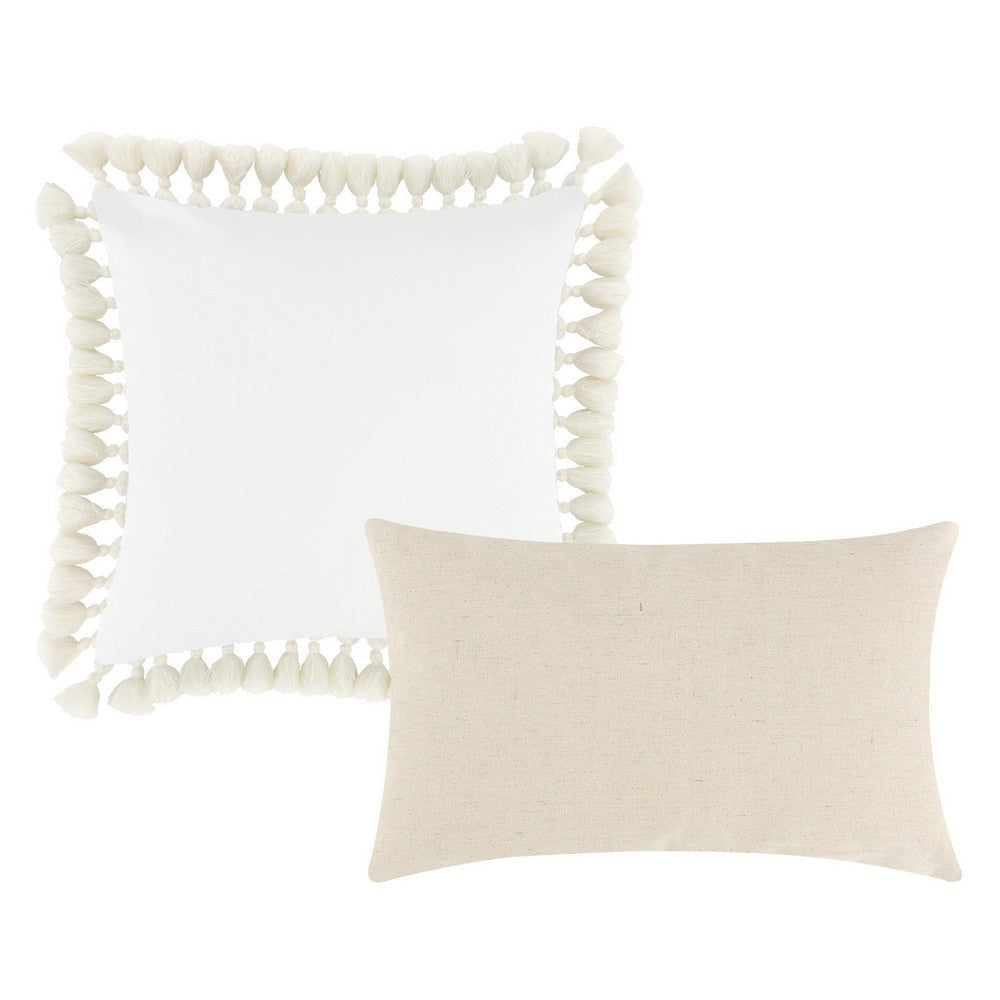 Set of 2 Decorative Throw Pillows, Seahorse and Starfish Polyester, Tassels By Casagear Home