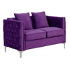 Joel Modern 2 Piece Sofa and Loveseat Living Room Set Tufted Purple Velvet By Casagear Home BM293146