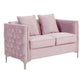 Joel Modern 2 Piece Sofa and Loveseat Living Room Set Tufted Pink Velvet By Casagear Home BM293148