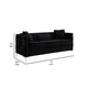 Joel 73 Inch Modern Sofa with 3 Pillows Tufted Black Velvet Silver Legs By Casagear Home BM293149