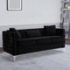 Joel Sofa | 73" | 3 Pillows | Tufted Black Velvet | Silver Legs
