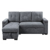 95 Inch Sleeper Sectional Sofa with Storage Chaise USB Ports Woven Gray BM293171