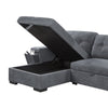 95 Inch Sleeper Sectional Sofa with Storage Chaise USB Ports Woven Gray BM293171